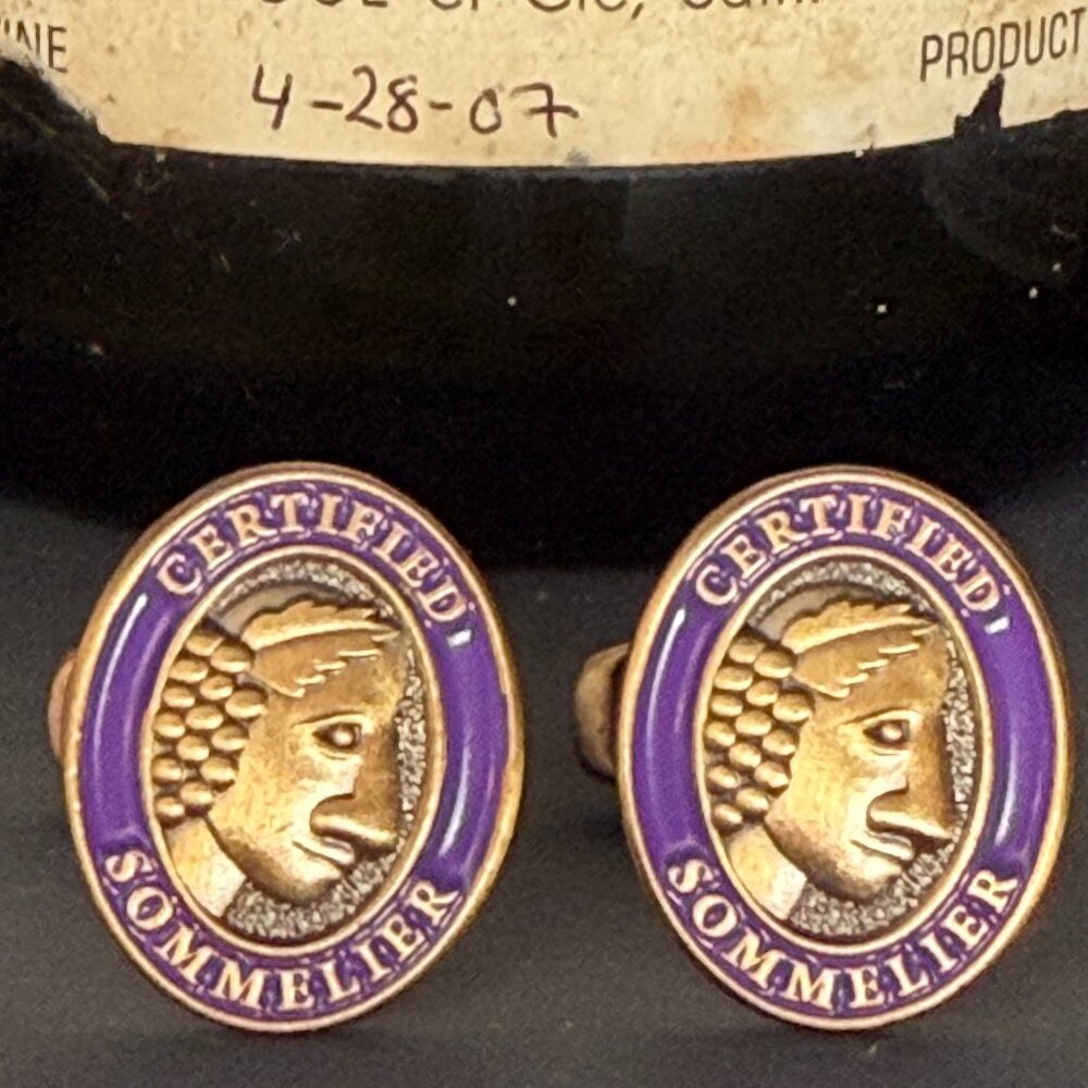 Certified Sommelier Cuff Links, Gold & Purple Enamel Court of Master Sommelier